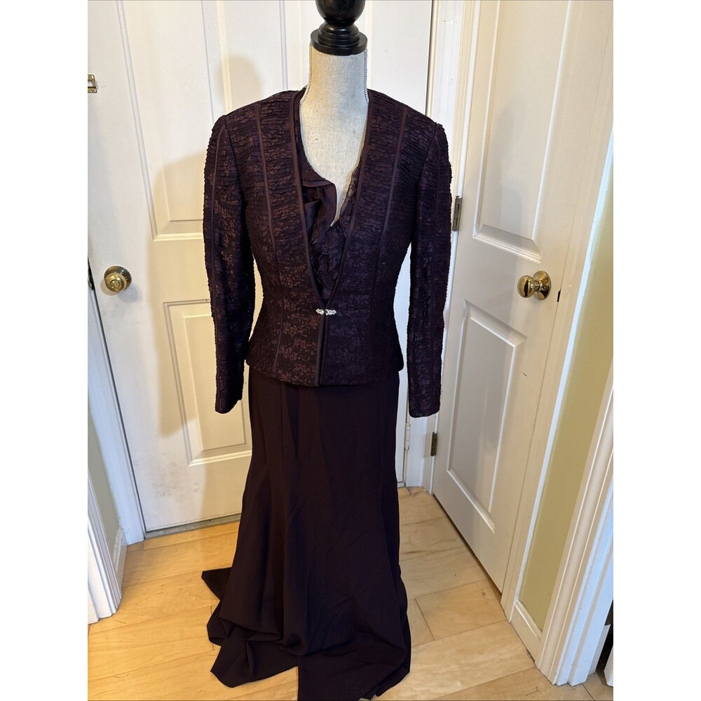 WHIMSIGOTH VAMP Daymor Couture Eggplant Purple Mother Dress with jacket Size 6